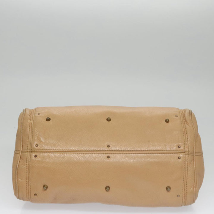 Chloe Paddington Hand Bag Leather Beige Gold Silver am7467