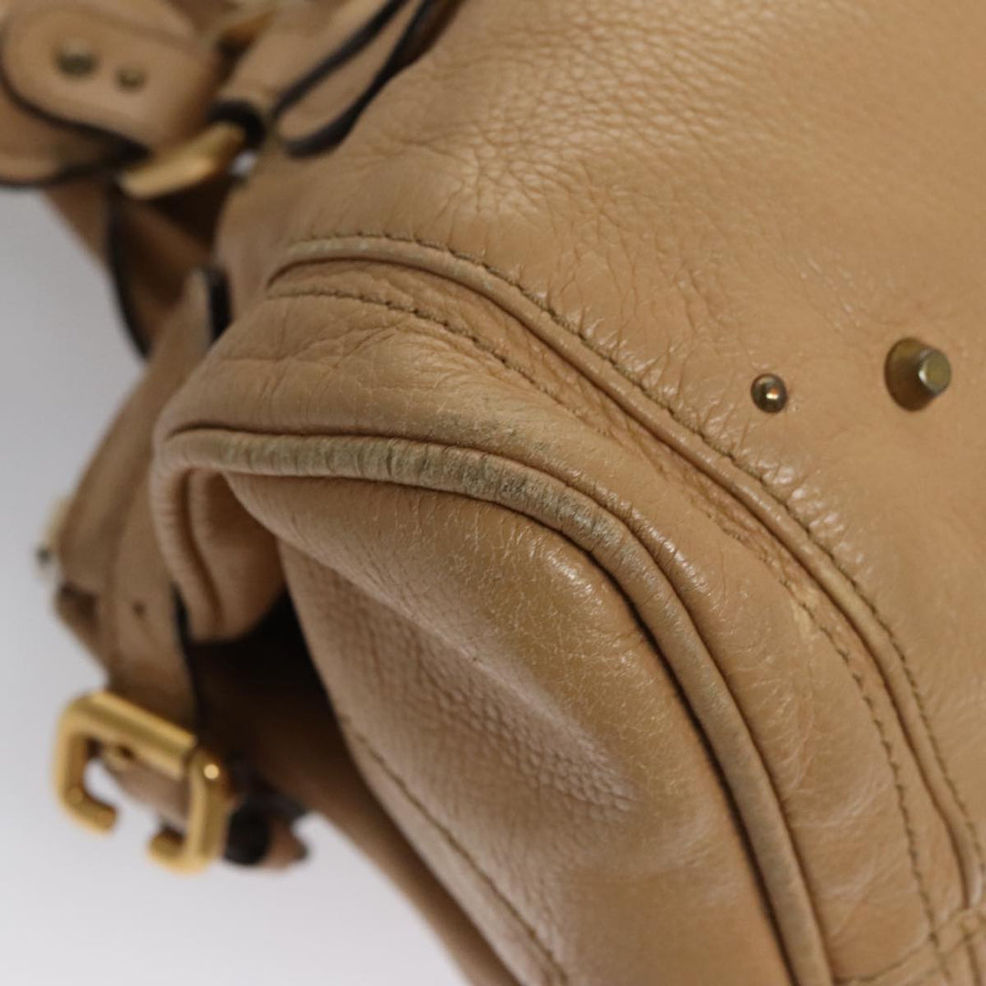 Chloe Paddington Hand Bag Leather Beige Gold Silver am7467