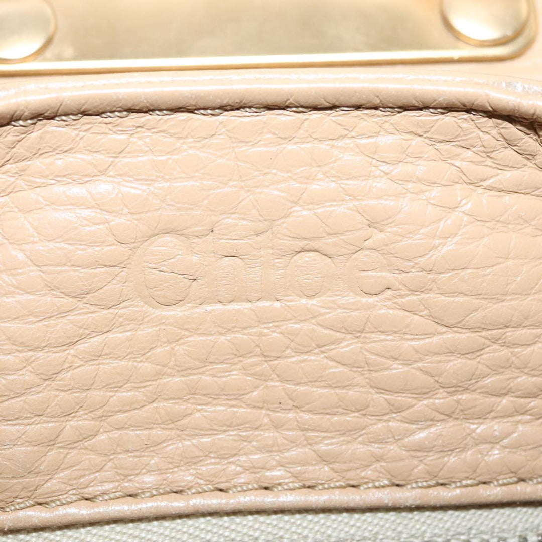 Chloe Paddington Hand Bag Leather Beige Gold Silver am7467