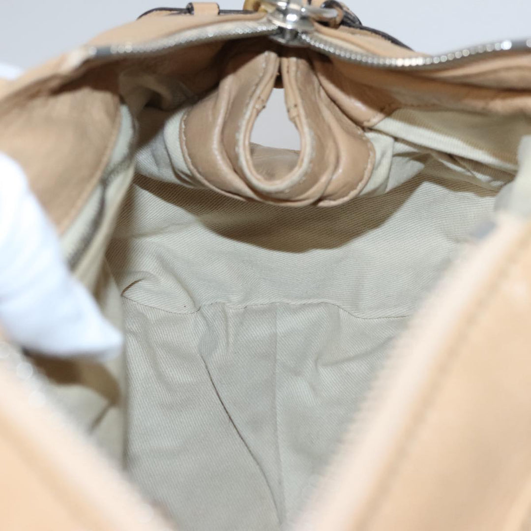 Chloe Paddington Hand Bag Leather Beige Gold Silver am7467
