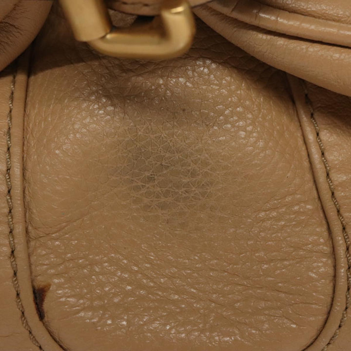 Chloe Paddington Hand Bag Leather Beige Gold Silver am7467
