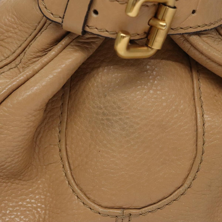 Chloe Paddington Hand Bag Leather Beige Gold Silver am7467