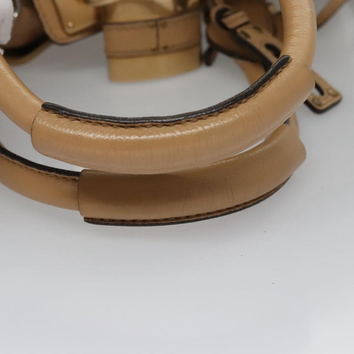Chloe Paddington Hand Bag Leather Beige Gold Silver am7467