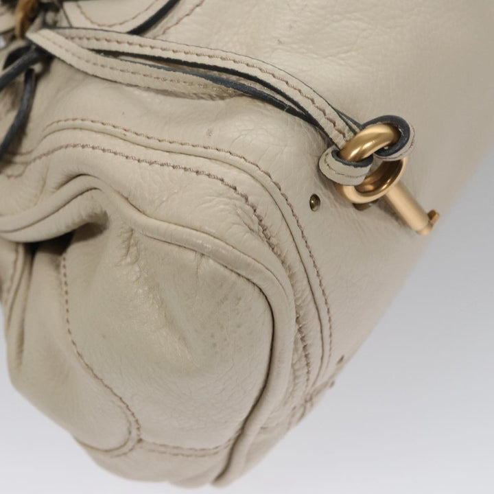 Chloe Paddington Hand Bag Leather White Gold Silver am7468