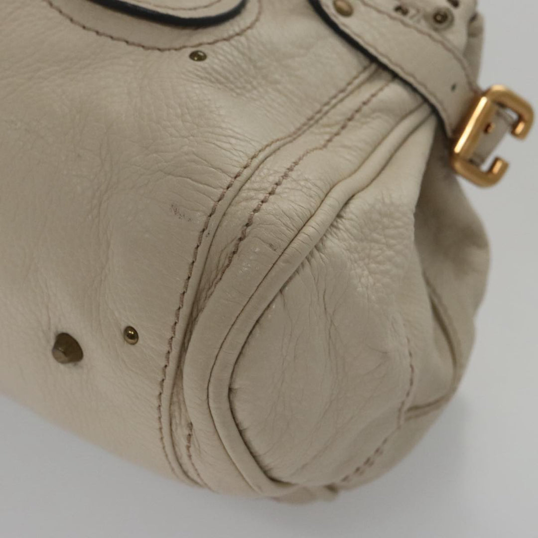 Chloe Paddington Hand Bag Leather White Gold Silver am7468