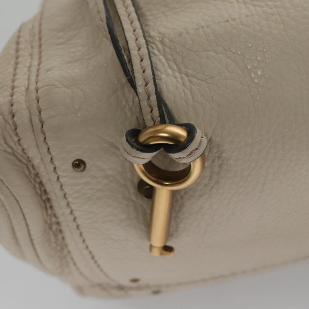 Chloe Paddington Hand Bag Leather White Gold Silver am7468
