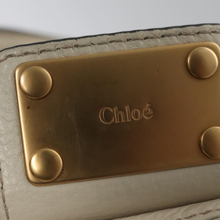 Chloe Paddington Hand Bag Leather White Gold Silver am7468