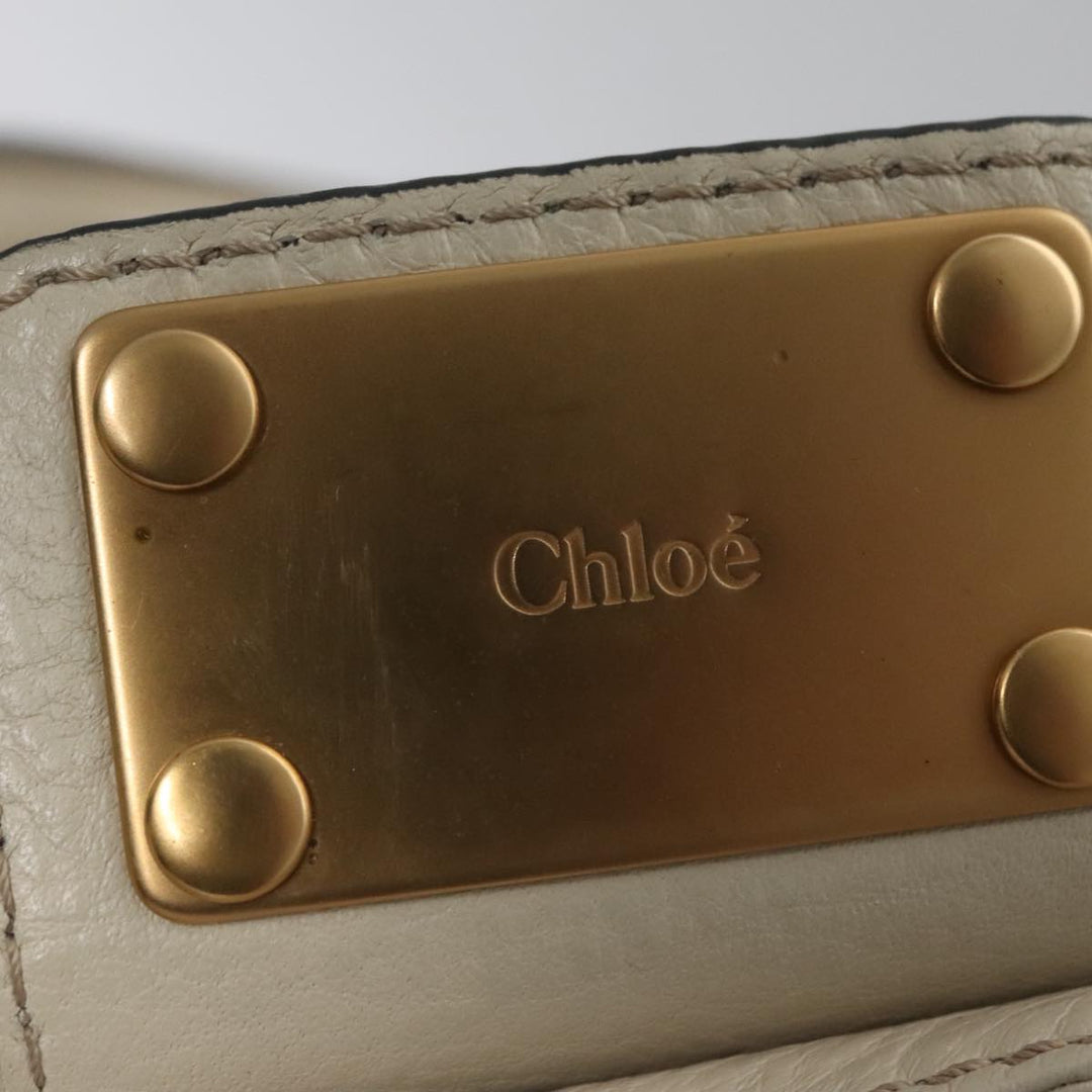 Chloe Paddington Hand Bag Leather White Gold Silver am7468