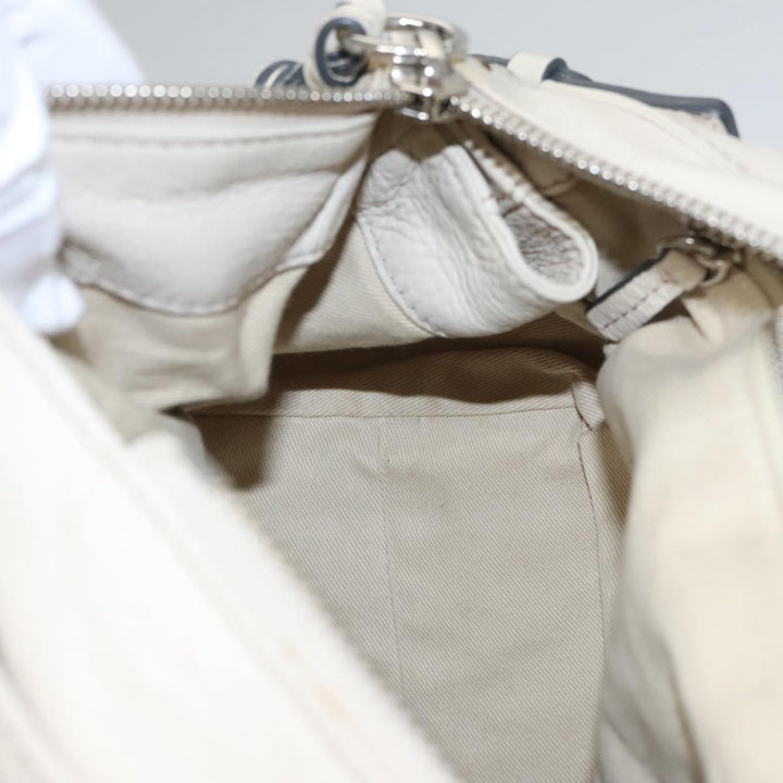 Chloe Paddington Hand Bag Leather White Gold Silver am7468