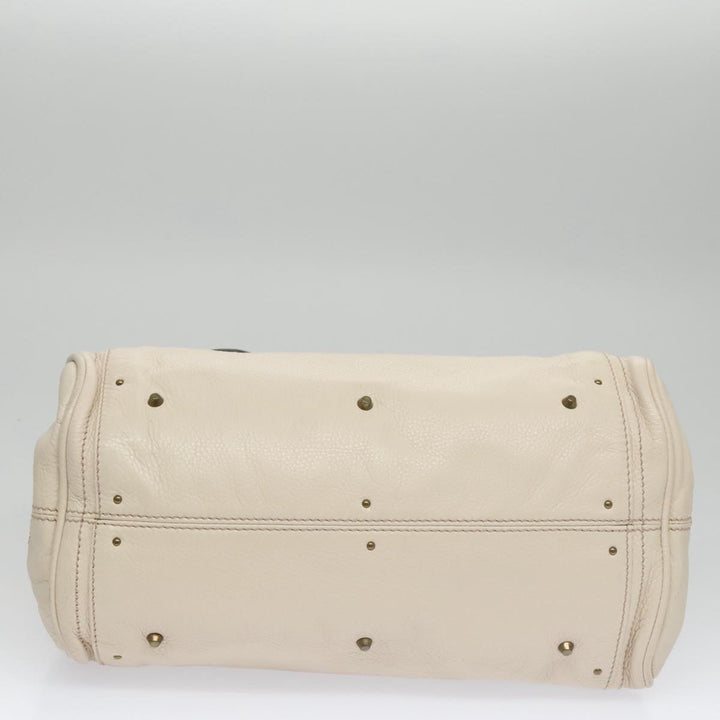 Chloe Paddington Hand Bag Leather White Gold Silver am7468