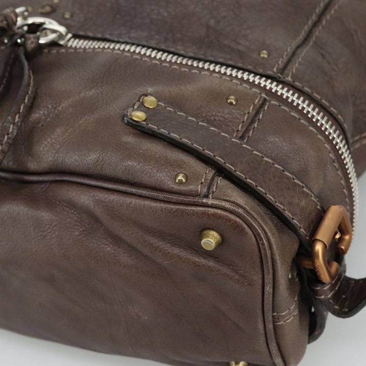 Chloe Paddington Shoulder Bag Leather Brown Gold Silver am7469