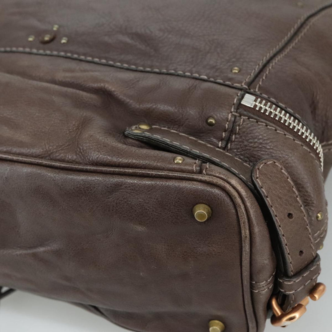 Chloe Paddington Shoulder Bag Leather Brown Gold Silver am7469