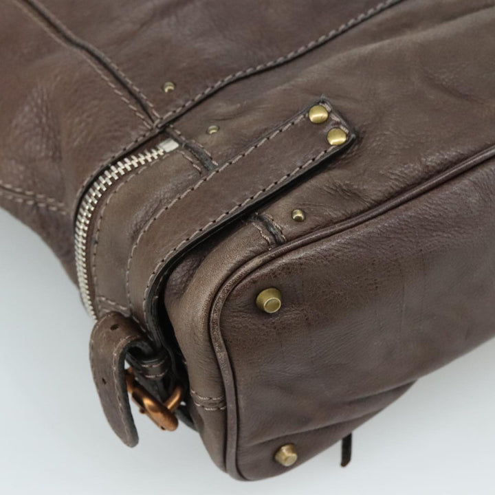 Chloe Paddington Shoulder Bag Leather Brown Gold Silver am7469