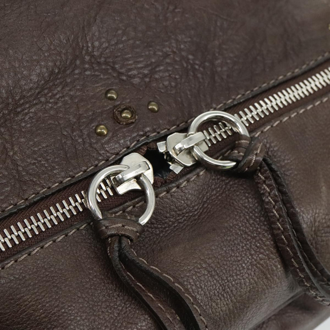 Chloe Paddington Shoulder Bag Leather Brown Gold Silver am7469