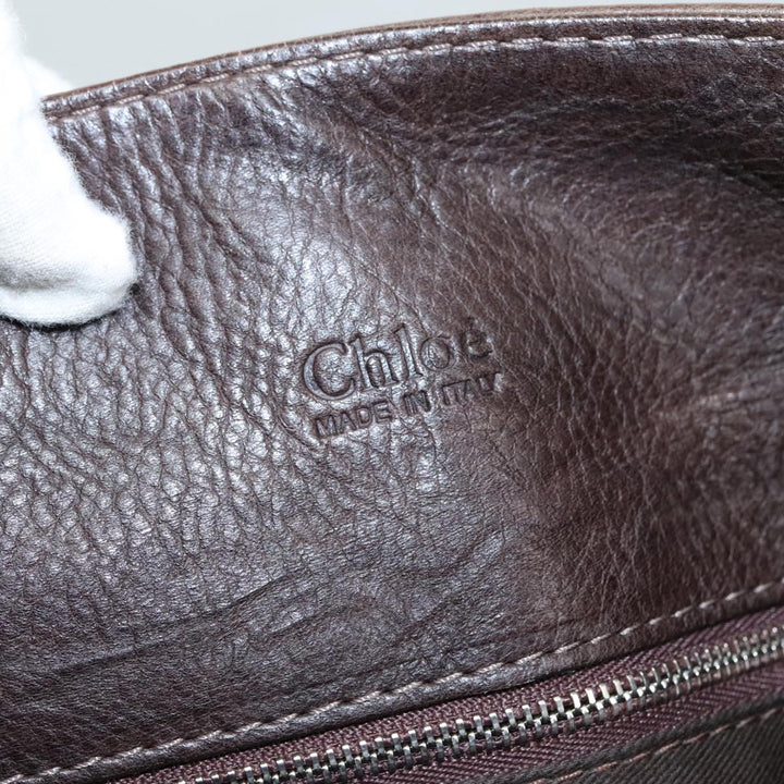 Chloe Paddington Shoulder Bag Leather Brown Gold Silver am7469