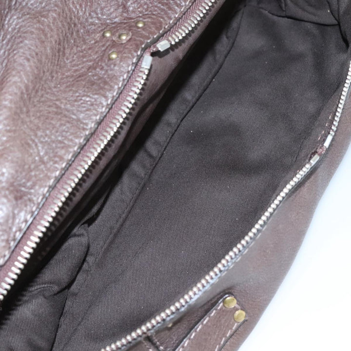 Chloe Paddington Shoulder Bag Leather Brown Gold Silver am7469