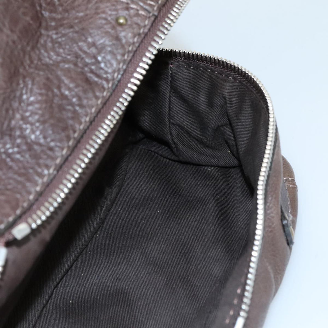 Chloe Paddington Shoulder Bag Leather Brown Gold Silver am7469