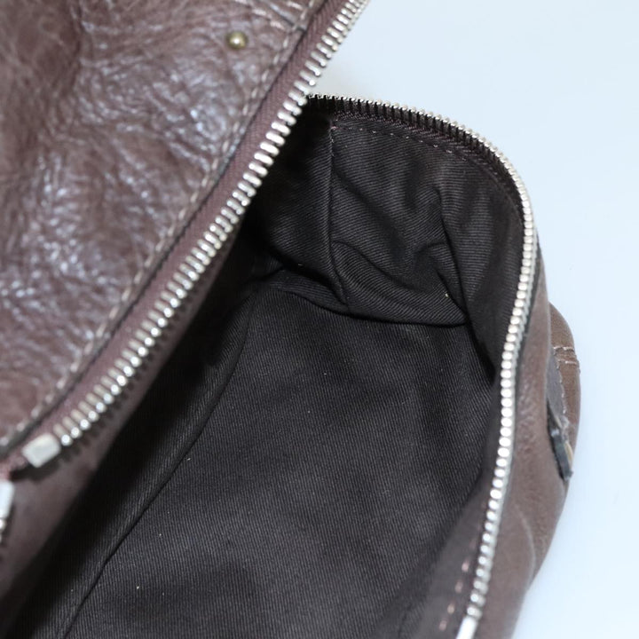 Chloe Paddington Shoulder Bag Leather Brown Gold Silver am7469