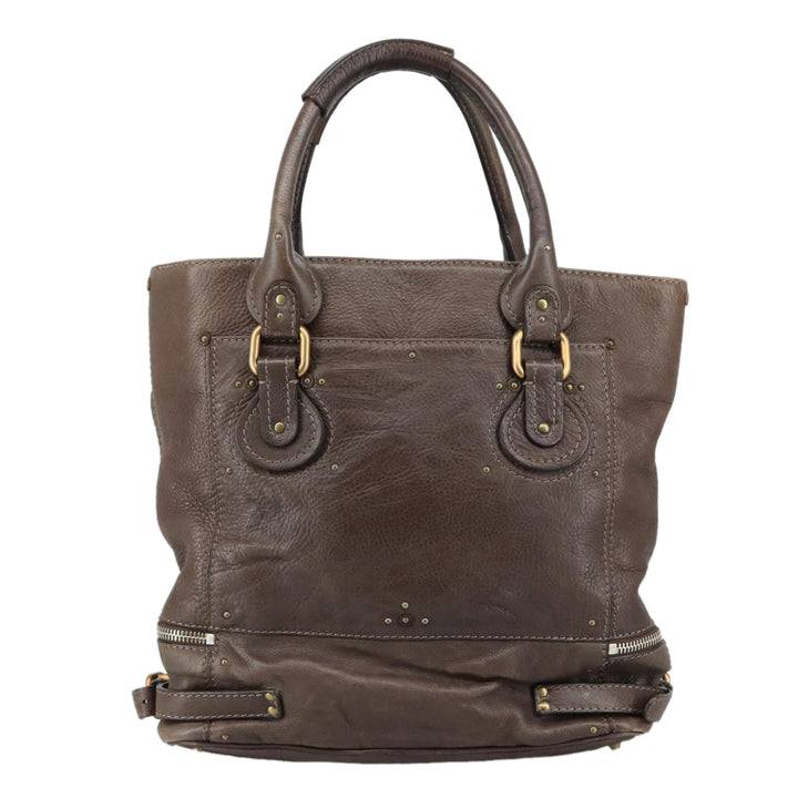 Chloe Paddington Shoulder Bag Leather Brown Gold Silver am7469