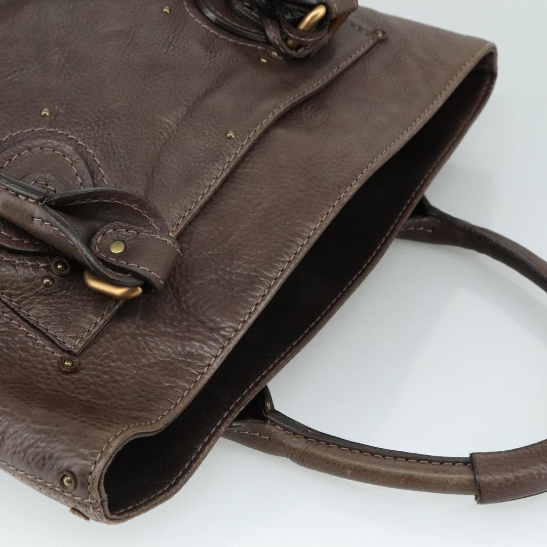 Chloe Paddington Shoulder Bag Leather Brown Gold Silver am7469
