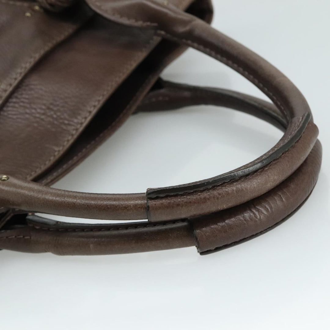 Chloe Paddington Shoulder Bag Leather Brown Gold Silver am7469