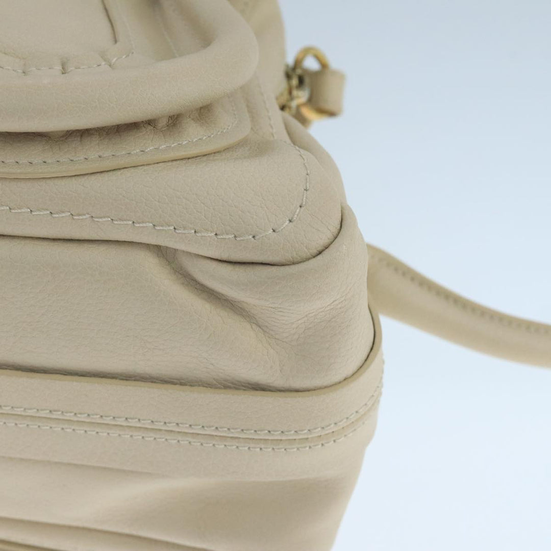 Chloe Paraty Hand Bag Leather 2way White Gold am7470