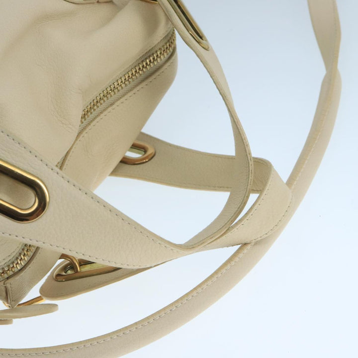 Chloe Paraty Hand Bag Leather 2way White Gold am7470
