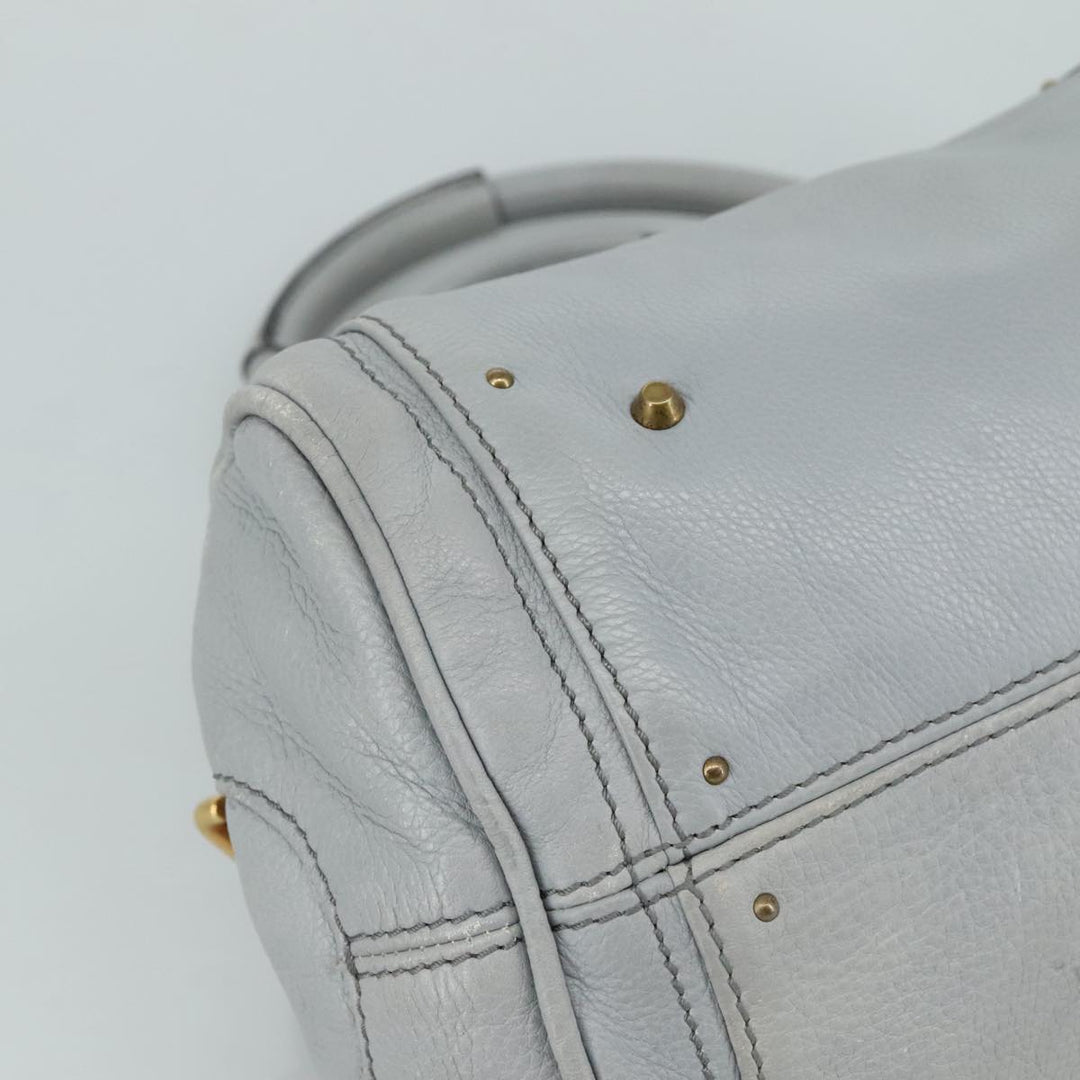 Chloe Paddington Hand Bag Leather Gray Gold Silver am7475