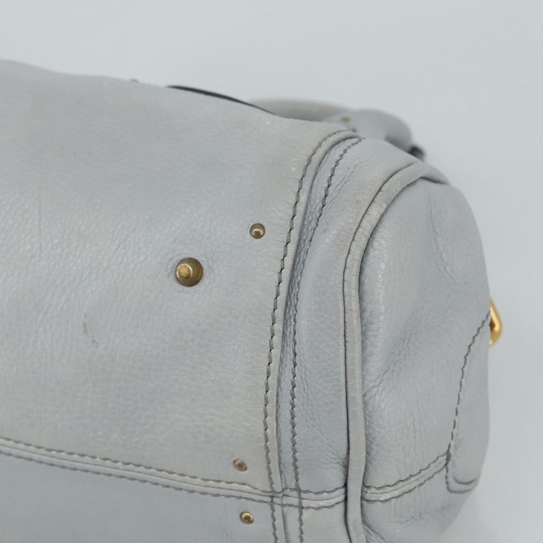 Chloe Paddington Hand Bag Leather Gray Gold Silver am7475