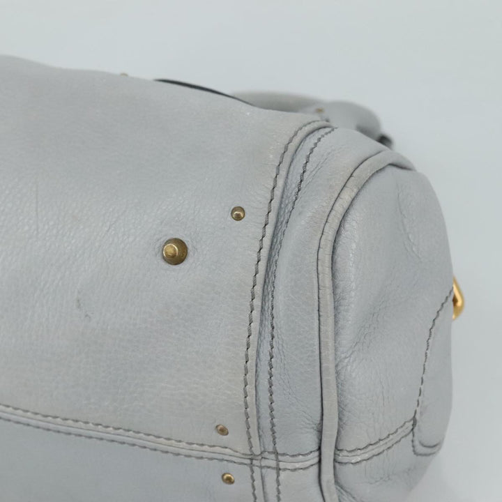 Chloe Paddington Hand Bag Leather Gray Gold Silver am7475
