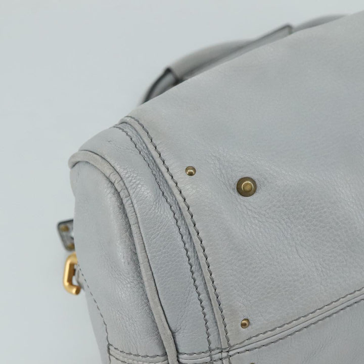 Chloe Paddington Hand Bag Leather Gray Gold Silver am7475