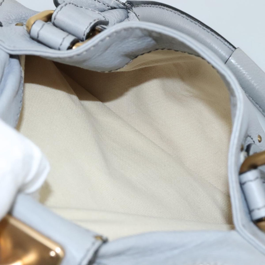 Chloe Paddington Hand Bag Leather Gray Gold Silver am7475