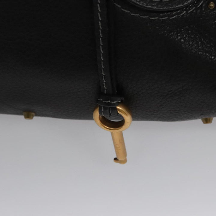 Chloe Paddington Hand Bag Leather Black Gold Silver am7478