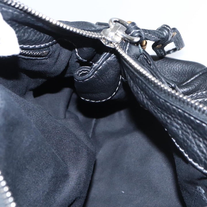Chloe Paddington Hand Bag Leather Black Gold Silver am7478