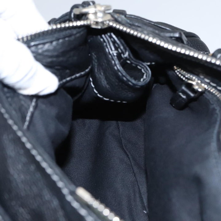 Chloe Paddington Hand Bag Leather Black Gold Silver am7478