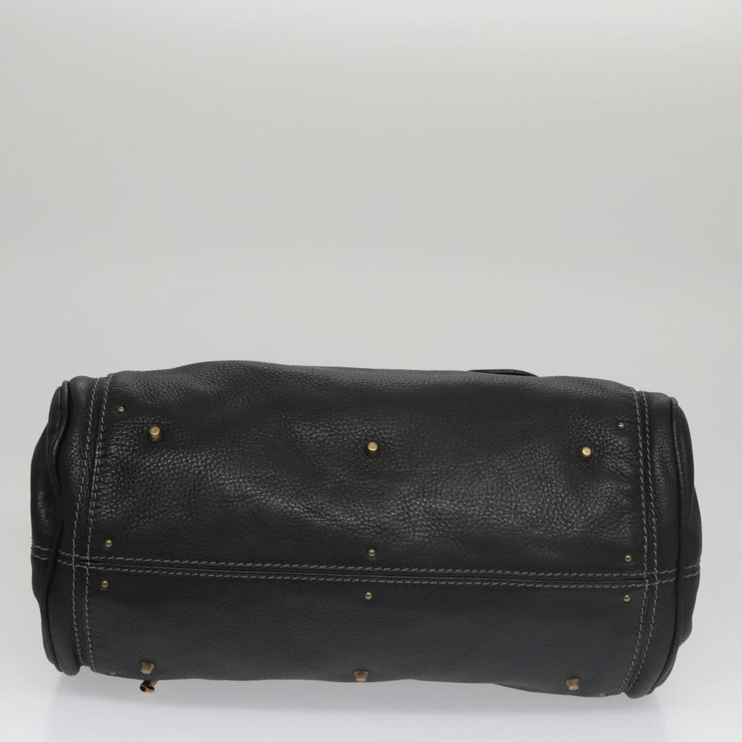 Chloe Paddington Hand Bag Leather Black Gold Silver am7478