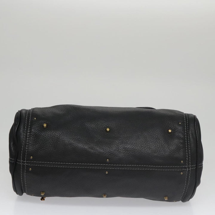 Chloe Paddington Hand Bag Leather Black Gold Silver am7478