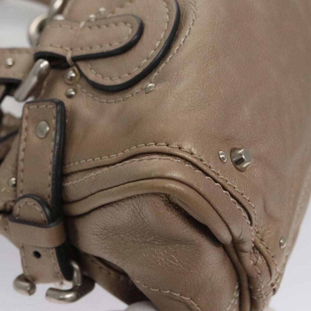 Chloe Paddington Mini Hand Bag Leather Gold Tone Silver am7479