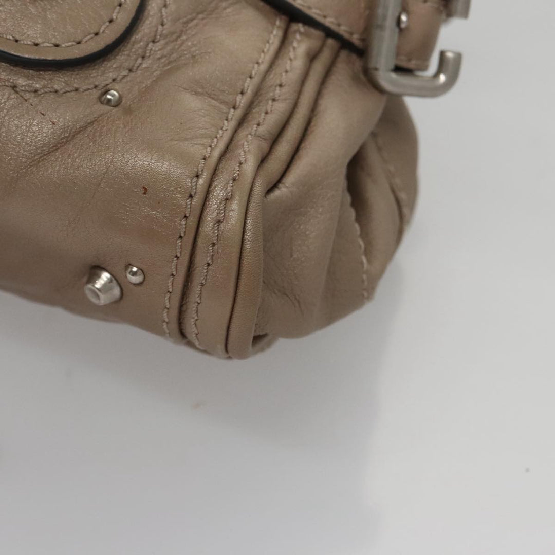 Chloe Paddington Mini Hand Bag Leather Gold Tone Silver am7479