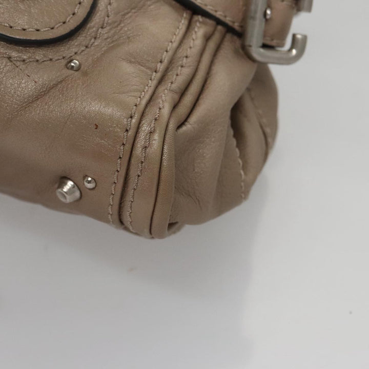 Chloe Paddington Mini Hand Bag Leather Gold Tone Silver am7479