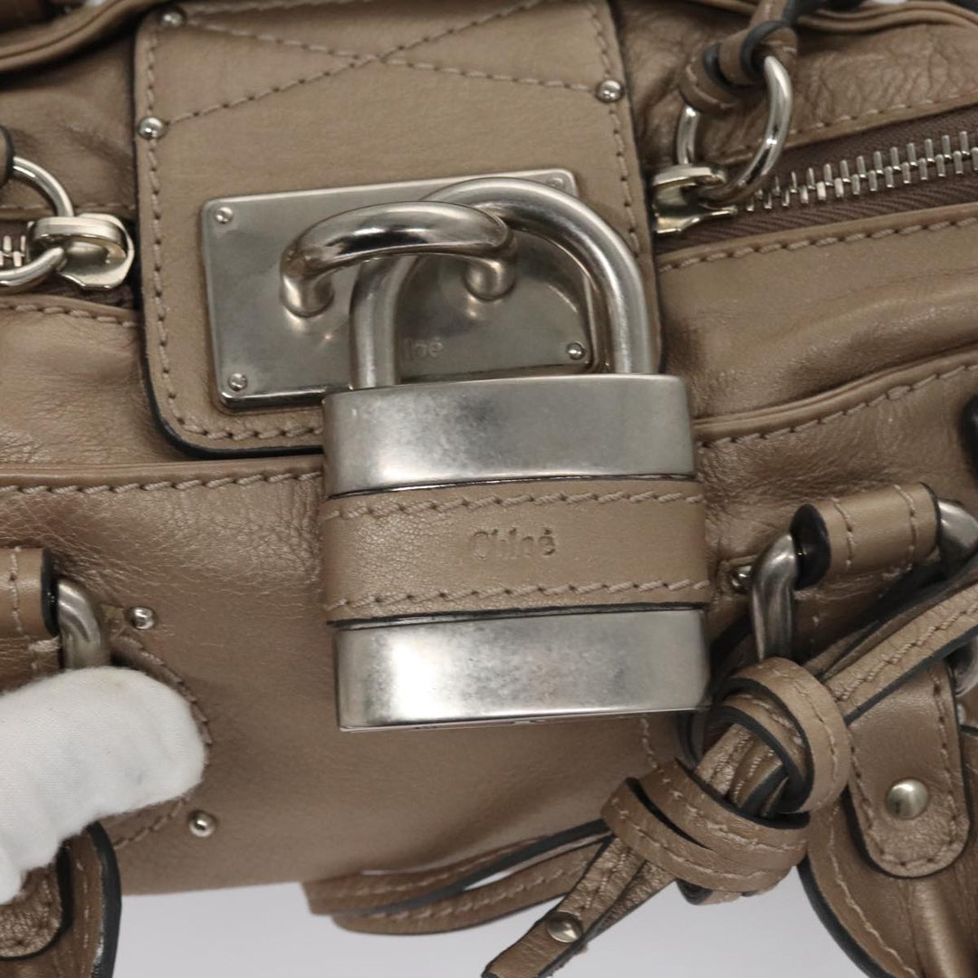 Chloe Paddington Mini Hand Bag Leather Gold Tone Silver am7479