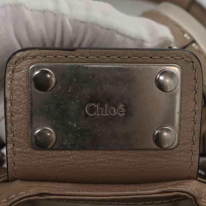 Chloe Paddington Mini Hand Bag Leather Gold Tone Silver am7479