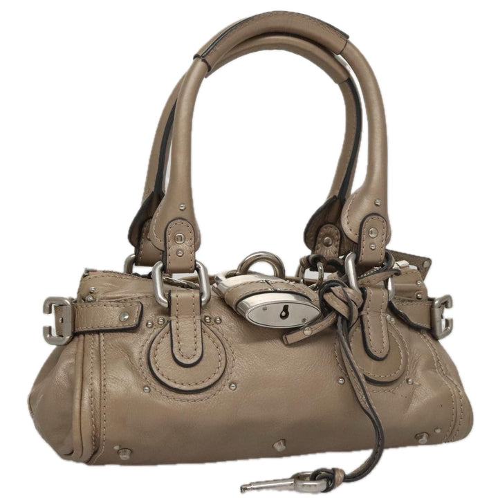 Chloe Paddington Mini Hand Bag Leather Gold Tone Silver am7479