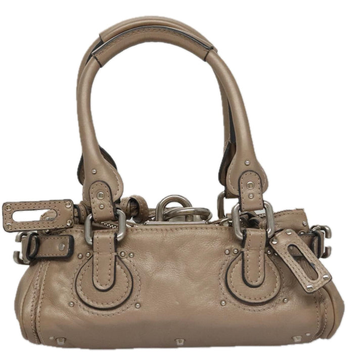 Chloe Paddington Mini Hand Bag Leather Gold Tone Silver am7479