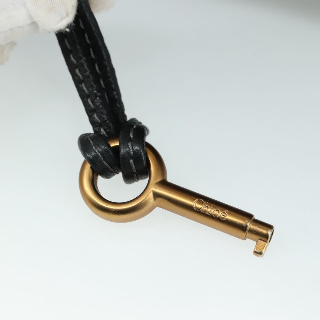 Chloe Paddington Hand Bag Leather Black Gold Silver am7481
