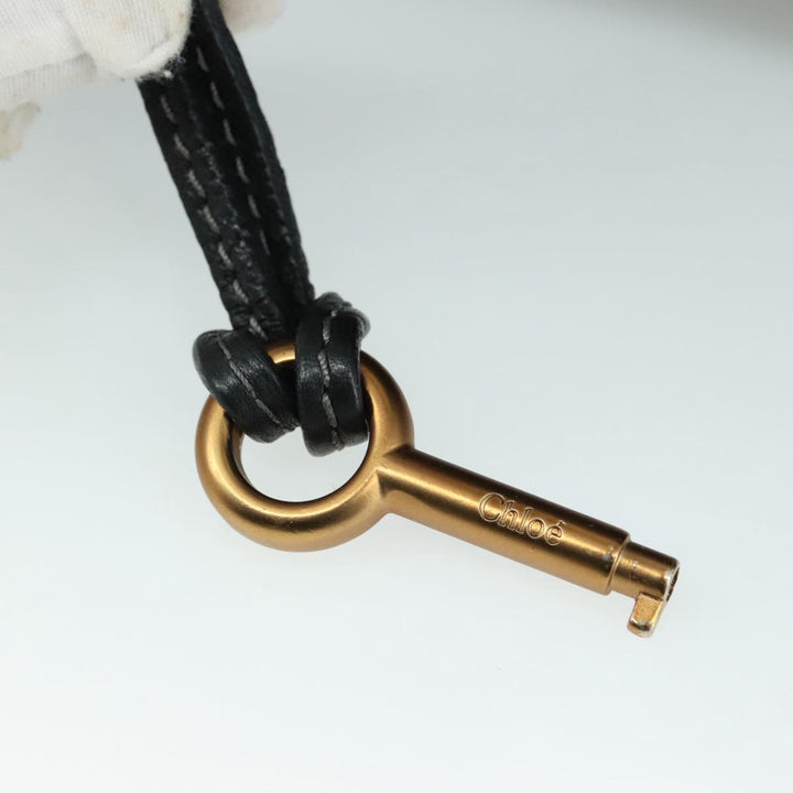 Chloe Paddington Hand Bag Leather Black Gold Silver am7481