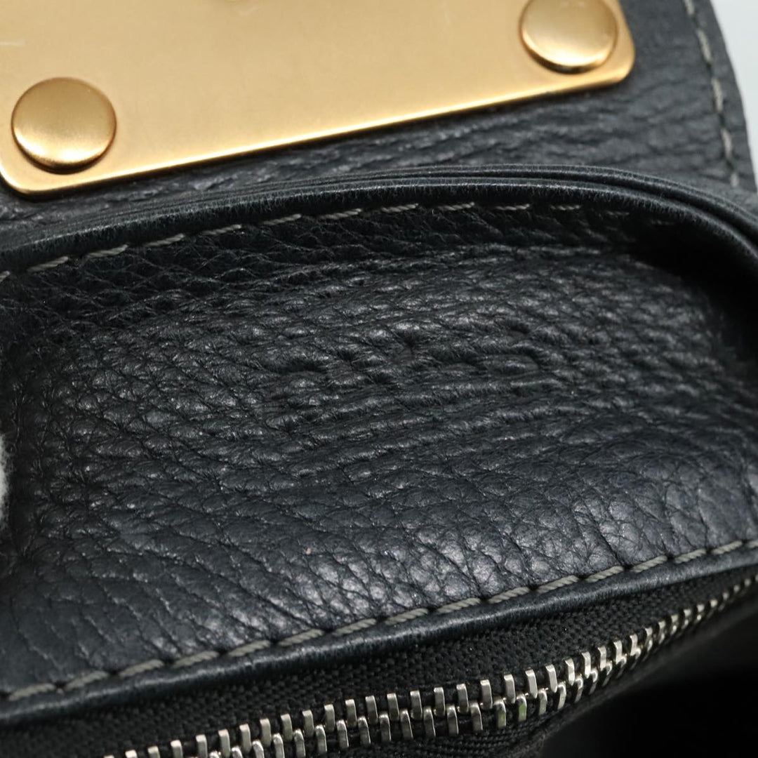 Chloe Paddington Hand Bag Leather Black Gold Silver am7481