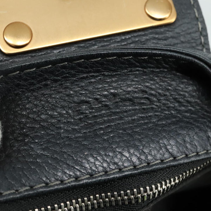 Chloe Paddington Hand Bag Leather Black Gold Silver am7481