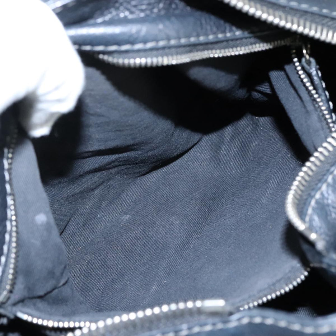 Chloe Paddington Hand Bag Leather Black Gold Silver am7481