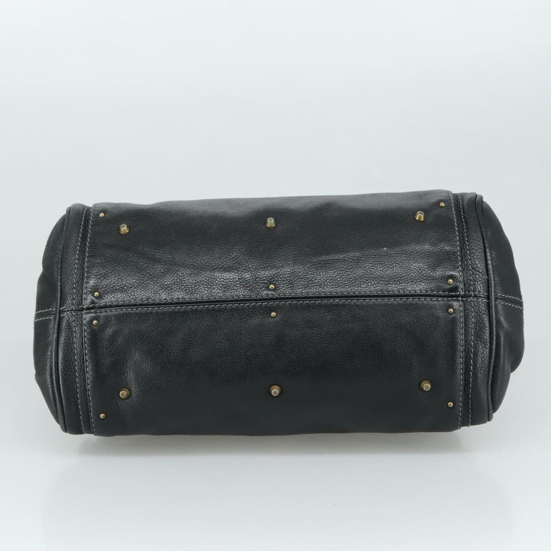 Chloe Paddington Hand Bag Leather Black Gold Silver am7481